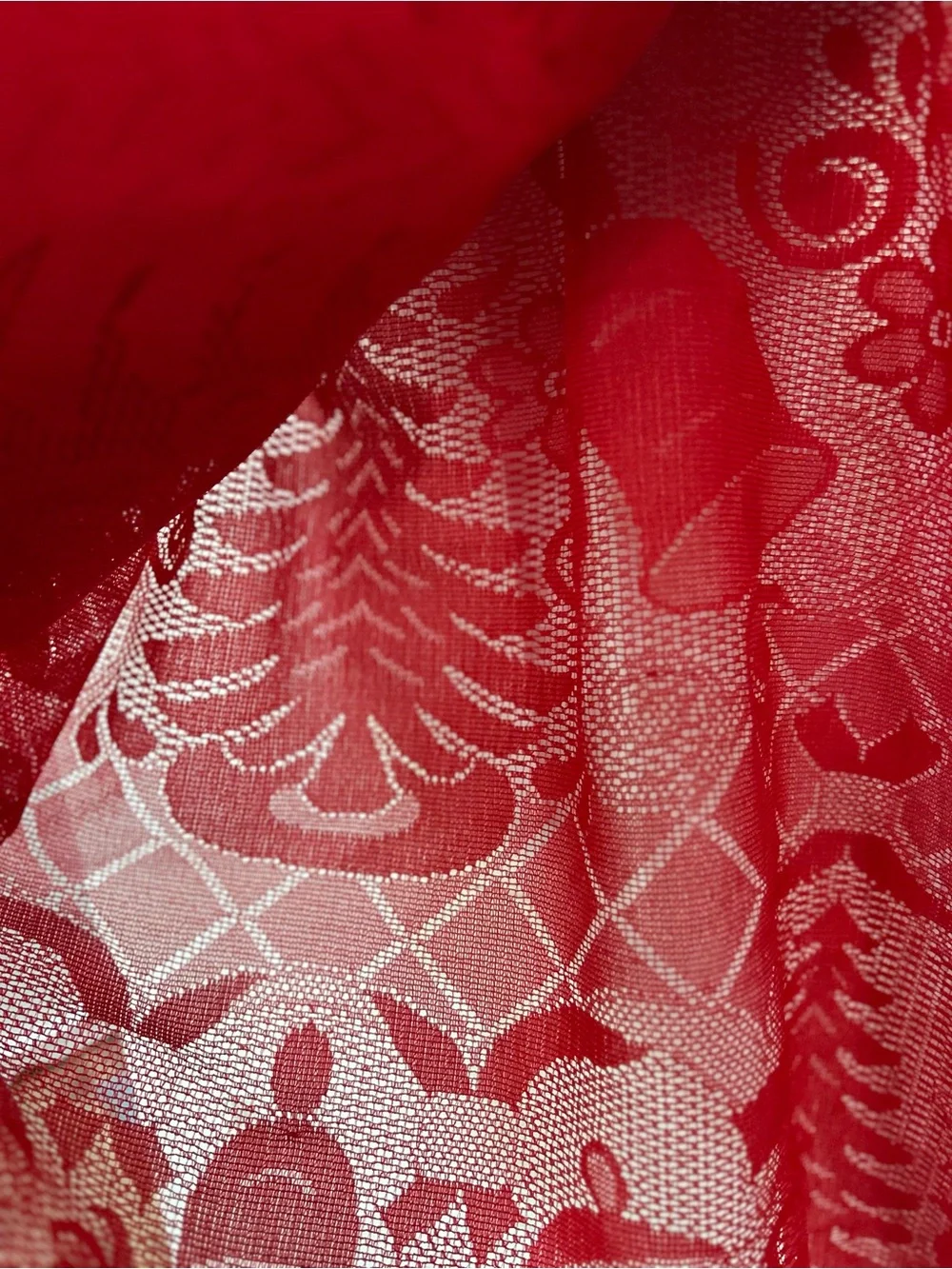 Vintage Red Lace Tablecloth
